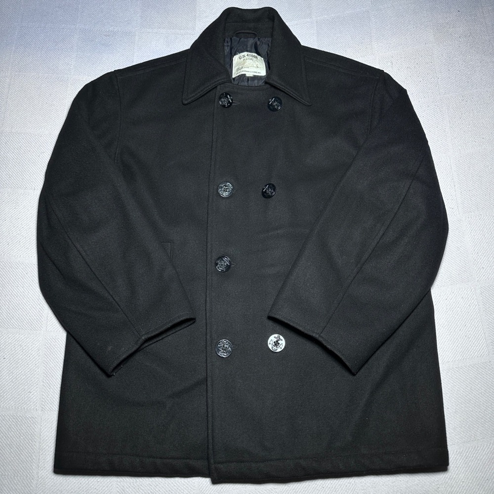 Spiewak & Sons Pea Coat Mens Large Heavy Wool US 4108N Navy CPO Double Breasted